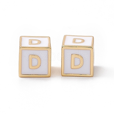 Rack Plating Brass Enamel Beads KK-B060-04G-04D-1