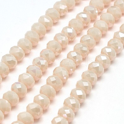 Electroplate Opaque Solid Color Crystal Glass Rondelle Beads Strands EGLA-F047A-13AB-1