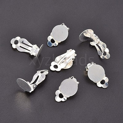 Brass Blank Base Clip-on Earring Cabochon Setting X-KK-M019-03S-1