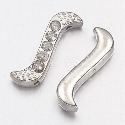 Alloy S-Shape Rhinestone Spacers Bars ALRI-H003-1-1