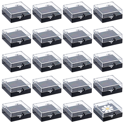 20Pcs Transparent Plastic Loose Diamond Storage Boxes with Sponge Inside CON-CL0001-24-1