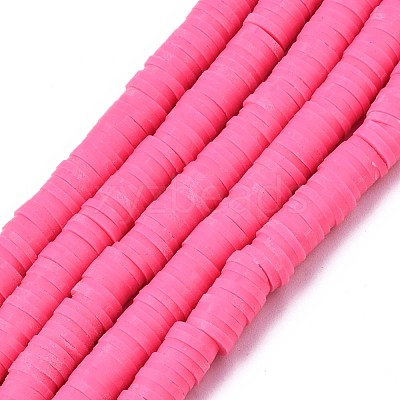 Flat Round Handmade Polymer Clay Beads CLAY-R067-6.0mm-48-1