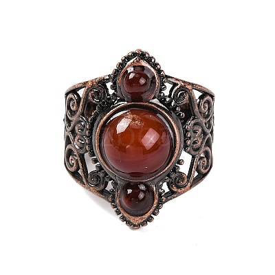 Natural Carnelian Retro Finger Rings RJEW-B067-01R-14-1