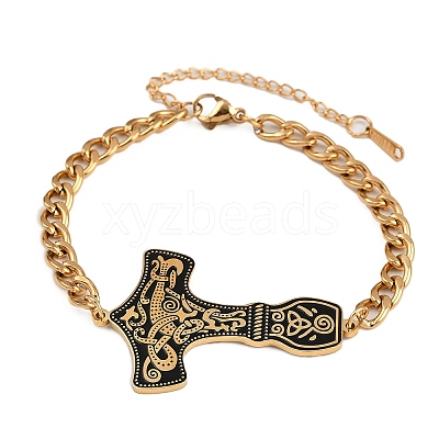 304 Stainless Steel Enamel Link Bracelets BJEW-P356-01B-G-1