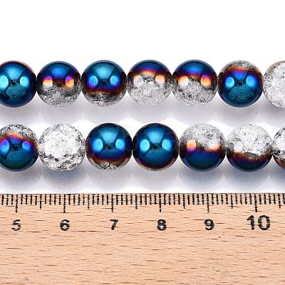 Electroplated Crackle Glass Beads Strands EGLA-N014-10mm-05-1