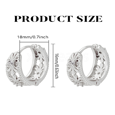 1 Pair Brass Micro Pave Clear Cubic Zirconia Hoop Earrings EJEW-LP0004-68P-1