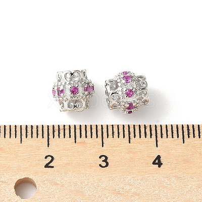 Brass Micro Pave Cubic Zirconia European Beads KK-U067-08P-04-1