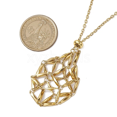 304 Stainless Steel Cable Chain Macrame Pouch Slider Necklace Making NJEW-JN05069-03-1