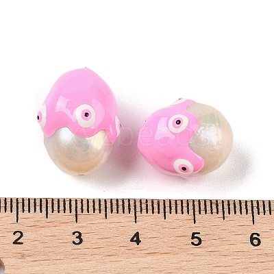 Natural Cultured Freshwater Pearl Enamel Beads PEAR-G014-05D-1