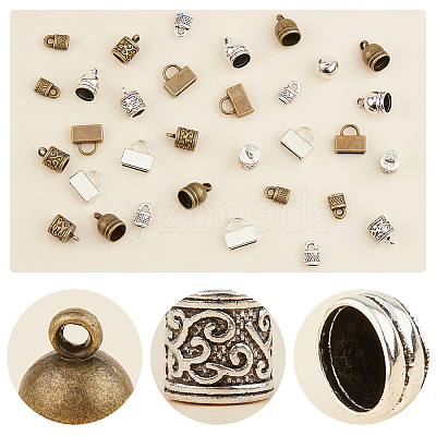 152Pcs 8 Style Tibetan Style Alloy Cord Ends FIND-PH0006-27-1