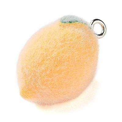 Fruit Theme Flocking Opaque Resin Pendants RESI-D017-04C-P-1