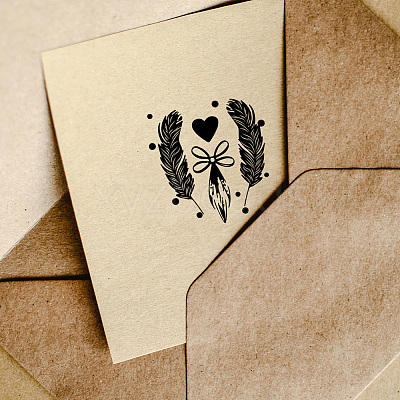 Boho Style Feather Plastic Clear Stamps DIY-WH0584-0002-1