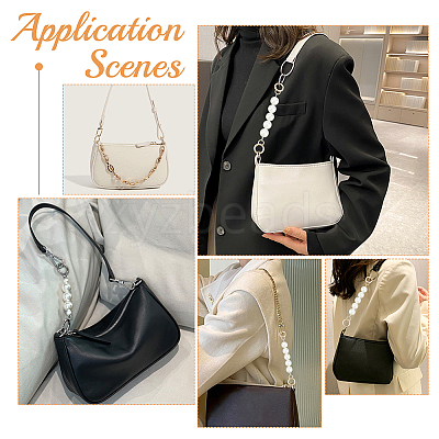 2Pcs 2 Style PU Leather & Round ABS Plastic Imitation Pearl Bag Straps Sets FIND-WR0009-23A-1