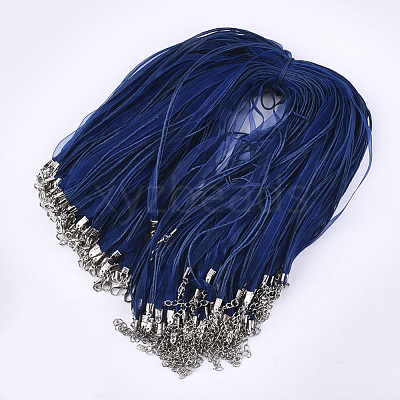 Waxed Cord and Organza Ribbon Necklace Making NCOR-T002-227-1