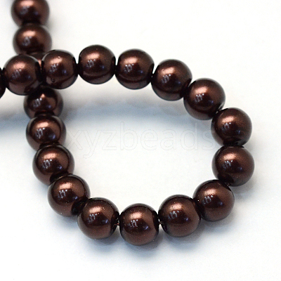 Baking Paint Pearlized Glass Pearl Round Bead Strands X-HY-Q003-4mm-40-1
