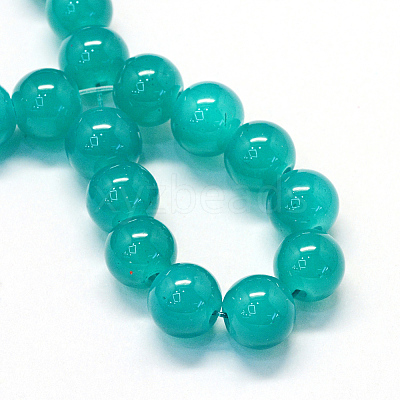 Baking Paint Imitation Jade Glass Round Bead Strands X1-DGLA-Q021-8mm-07-1