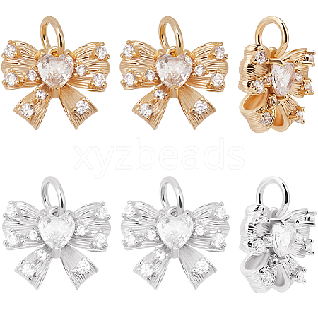 Beebeecraft 12Pcs 2 Colors Brass with Glass Rhinestone Charms KK-BBC0013-92-1