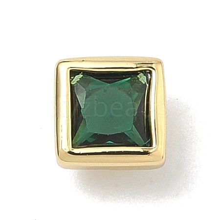 Square Brass Micro Pave Cubic Zirconia Cabochons KK-P345-13G-E07-1