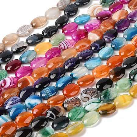 Natural Striped Agate/Banded Agate Beads Strands G-Q182-01-1