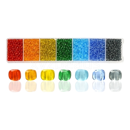 1400Pcs 7 Colors Glass Seed Beads SEED-YW0001-81-1