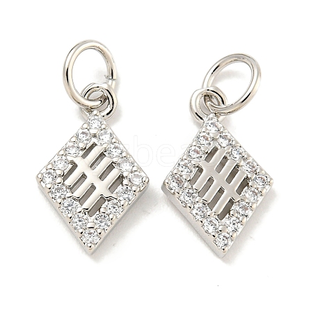 Rack Plating Brass Micro Pave Clear Cubic Zirconia Pendants KK-B093-08P-1