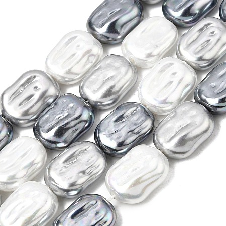 Electroplated Glass Shell Pearl Beads Strands BSHE-B009-F03-01-1