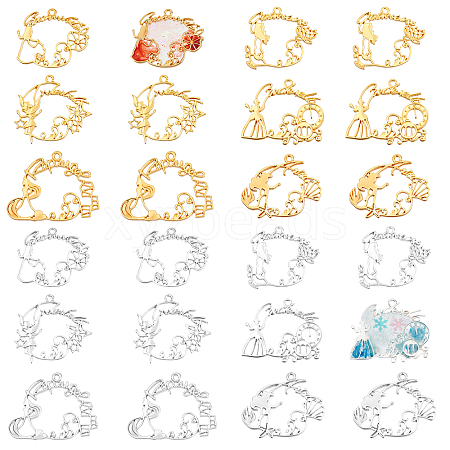 24Pcs 12 Style Alloy Open Back Bezel Pendants FIND-OC0001-44-1