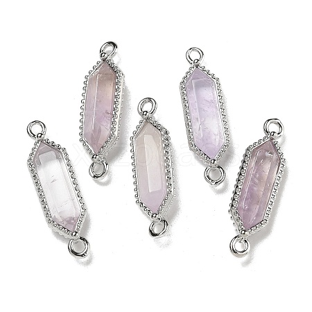 Natural Amethyst Faceted Double Terminal Pointed Hexagon Connector Charms G-G181-04P-02-1