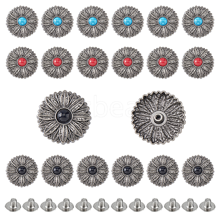 SUPERFINDINGS 18 Sets 3 Colors Alloy Buttons BUTT-FH0001-012-1