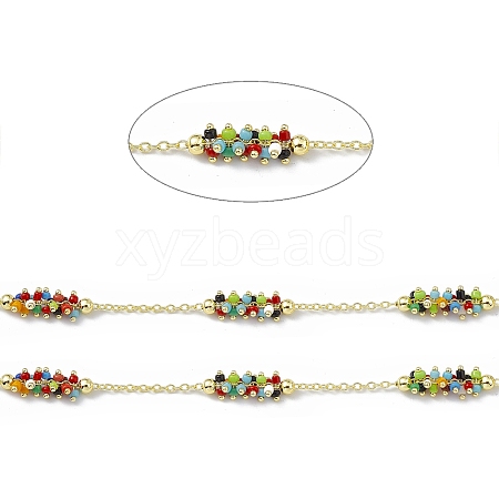 Handmade Glass Seed Beaded Link Chains CHC-F015-21G-1