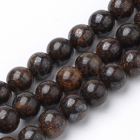 Natural Bronzite Beads Strands G-S272-01-8mm-1