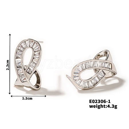 Elegant Geometric Stud Earrings with Shiny Diamonds for Women EU1323-1-1