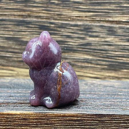 Natural Lepidolite Carved Healing Cat Figurines WG60889-07-1