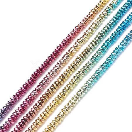 Rainbow Color Electroplate Non-magnetic Synthetic Hematite Beads Strands G-L489-F01-1