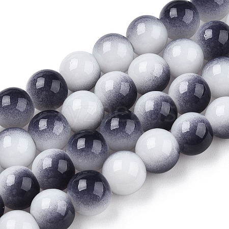 Two Tone Opaque Baking Painted Glass Beads Strands DGLA-Q027-8mm-04-1