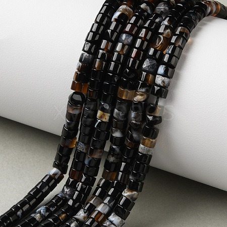 Natural Black Flower Agate Beads Strands G-H230-95-1