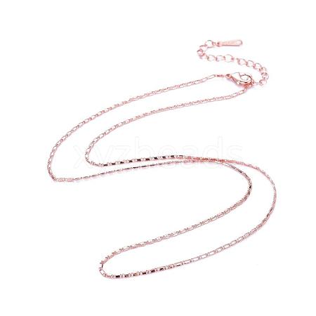 Rose Gold Plated Tin Alloy Bar Link Chain Fine Necklaces NJEW-BB10187-18-1
