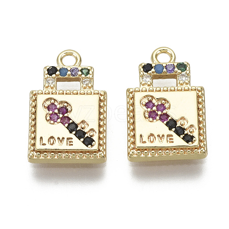 Brass Micro Pave Cubic Zirconia Charms KK-S348-531-NF-1