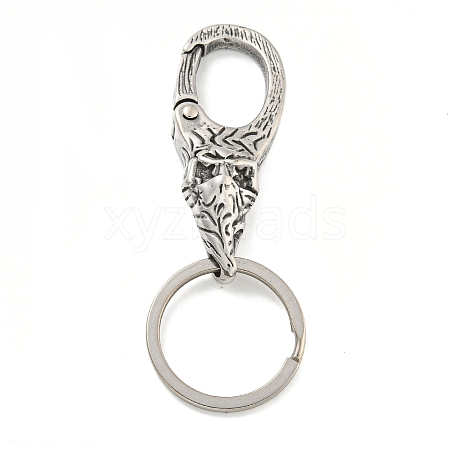 Tibetan Style 316 Surgical Stainless Steel Fittings with 304 Stainless Steel Key Ring FIND-Q101-01AS-1