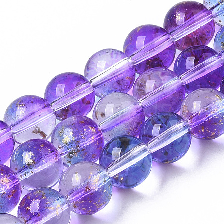 Transparent Spray Painted Glass Bead Strands GLAA-N035-03C-B03-1