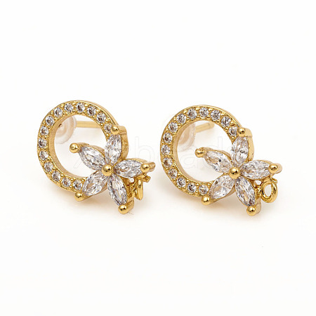 Brass Stud Earring Findings X-ZIRC-L096-15G-1