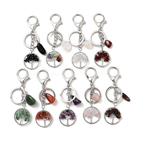 Natural & Synthetic Opalite Mixed Gemstone Keychain KEYC-M022-01-1