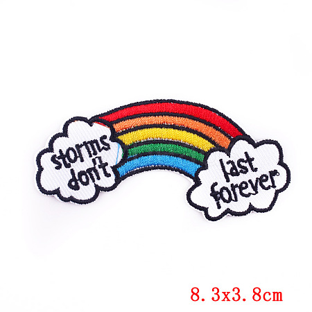 Word Storms Don't Last Forever Computerized Embroidery Cloth Iron on/Sew on Patches RABO-PW0001-119C-1