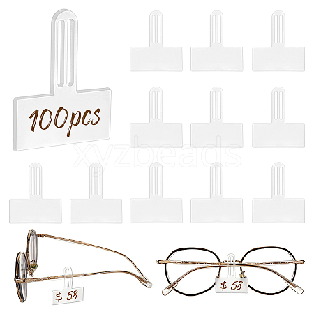 AHADERMAKER 100Pcs Transparent PVC Glasses Price Tags Sleeve CDIS-GA0001-04-1