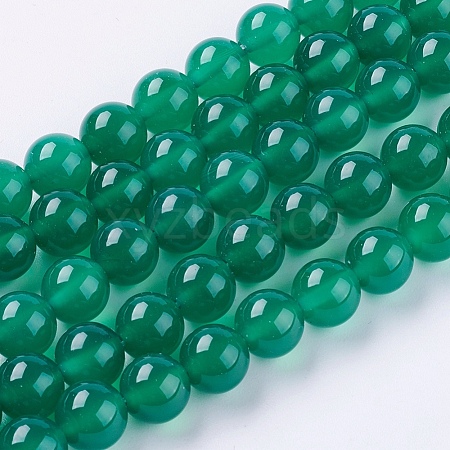 Natural Green Onyx Agate Beads Strands G-G583-8mm-11-1