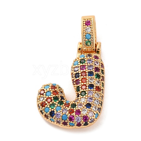 Brass Micro Pave Cubic Zirconia Pendants KK-C076-29J-G02-1