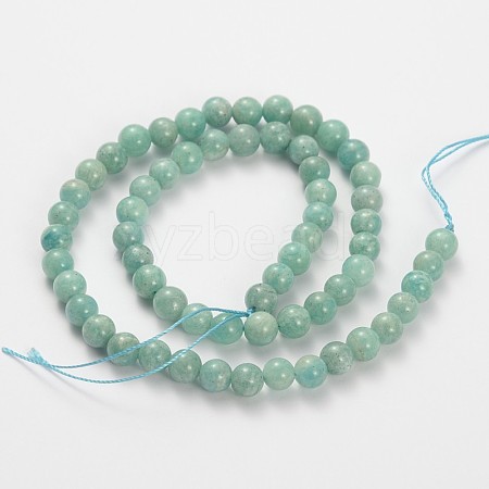 Natural Gemstone Amazonite Round Beads Strands G-O030-6mm-11-1