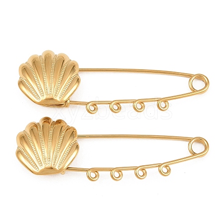 Shell Shape 304 Stainless Steel Safety Pins Brooch Findings SA-CBA098D-16F-G04-1