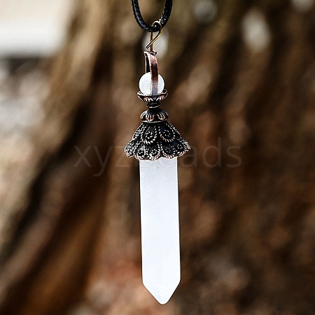 Natural Quartz Crystal with Metal Big Pendants PW-WG20046-01-1