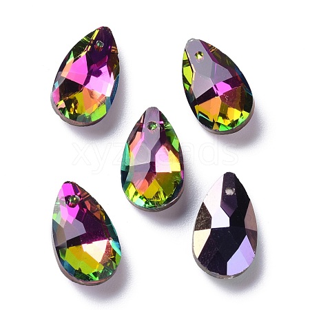 Faceted Teardrop Glass Pendants GLAA-O008-A20-1